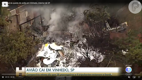 No avião que caiu em Vinhedo nesta tarde (09) estavam 58 passageiros e 4 tripulares.