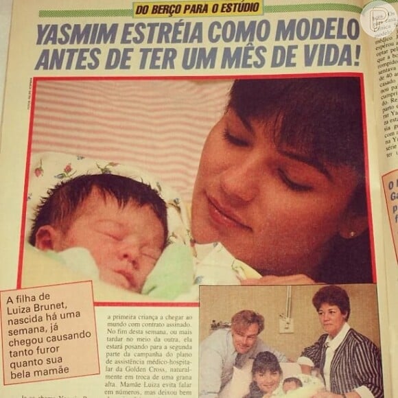 Yasmin Brunet nasceu no dia 6 de junho de 1988 e, com apenas 19 dias de vida, já participou de uma campanha de saúde