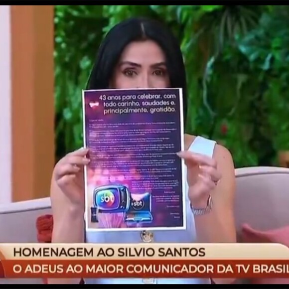 Carta de Daniela Beyruti aos funcionários do SBT, exibida no programa 'Chega Mais'