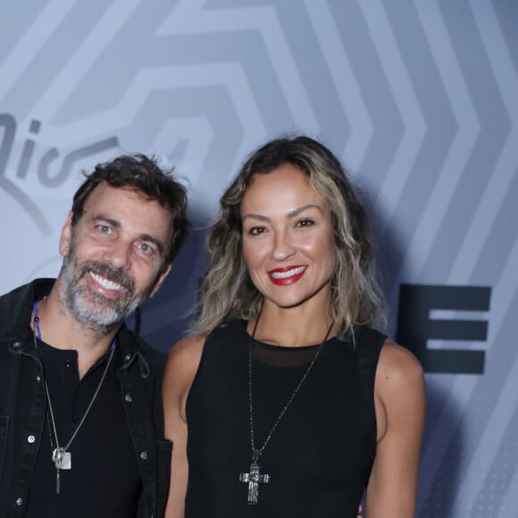 Marcelo Faria com a mulher no melhor estilo rocker na terceira noite do Rock in Rio