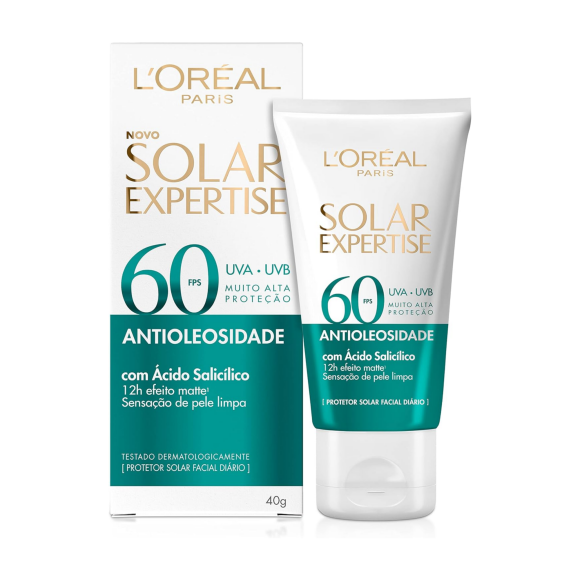 Protetor Solar Facial Antioleosidade FPS60 Solar Effeito Matte 40g, L'Oréal Paris