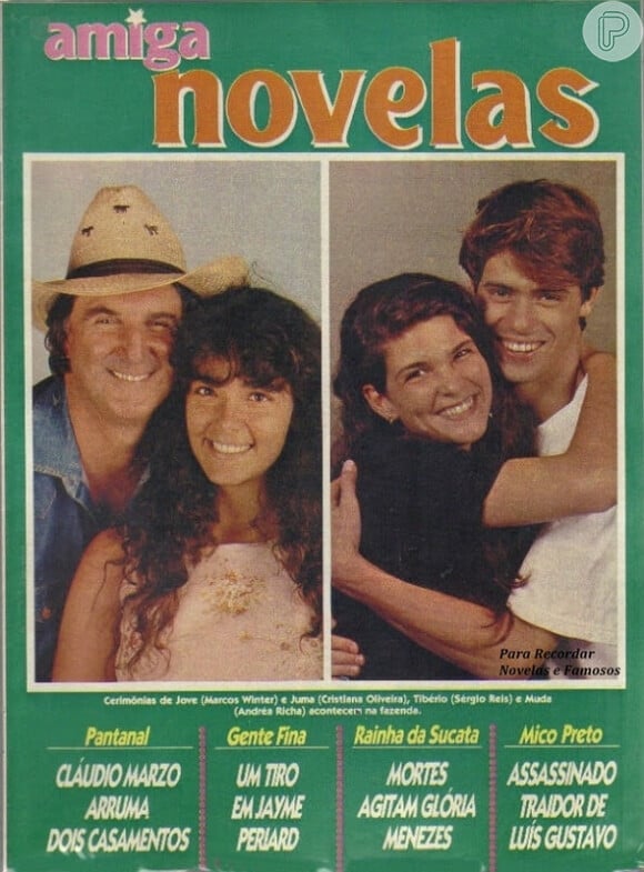 Andrea Richa formava par romântico com Sérgio Reis, enquanto Cristiana Oliveira contracenava com Marcos Winter
