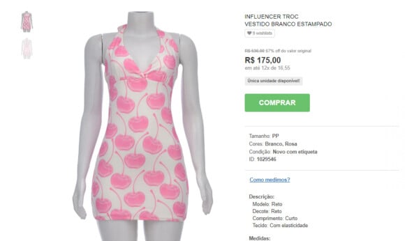 Um dos vestidos mais baratos de Bruna está por R$ 175,00.