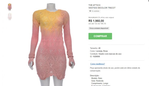 Vestido com proposta tie dye também está no brechó de Bruna.