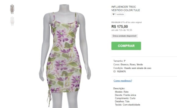 Vestido de tule da Bruna está no site da Troc.