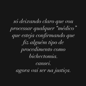 Ysamin Brunet se pronunciou na web após internautas insistirem em suposta bichectomia