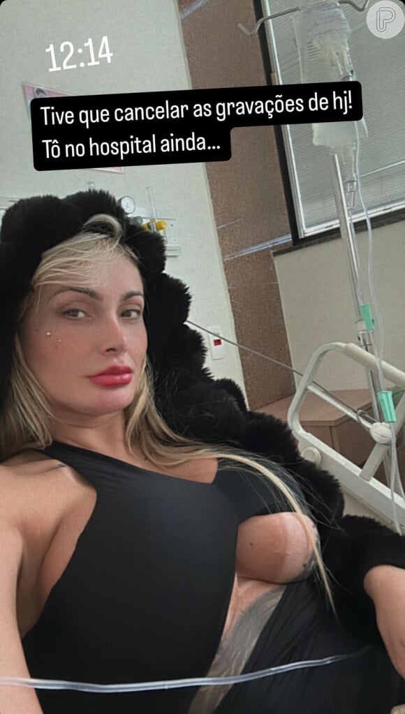 Andressa Urach cancelou duas gravações que aconteceriam ainda nesta terça-feira (19) após passar o dia no hospital