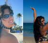 Filha de Flávia Alessandra, Giulia Costa posa de maiô fio-dental na praia e vira de costas para valorizar bumbum. Fotos!