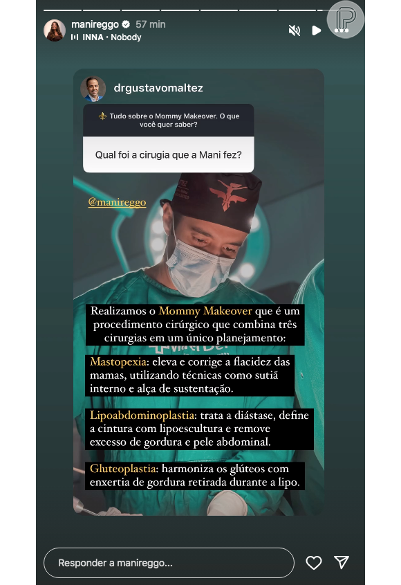 Médico responsável pelas cirurgias de Mani Reggo explicou os protocolos seguidos pela empresária