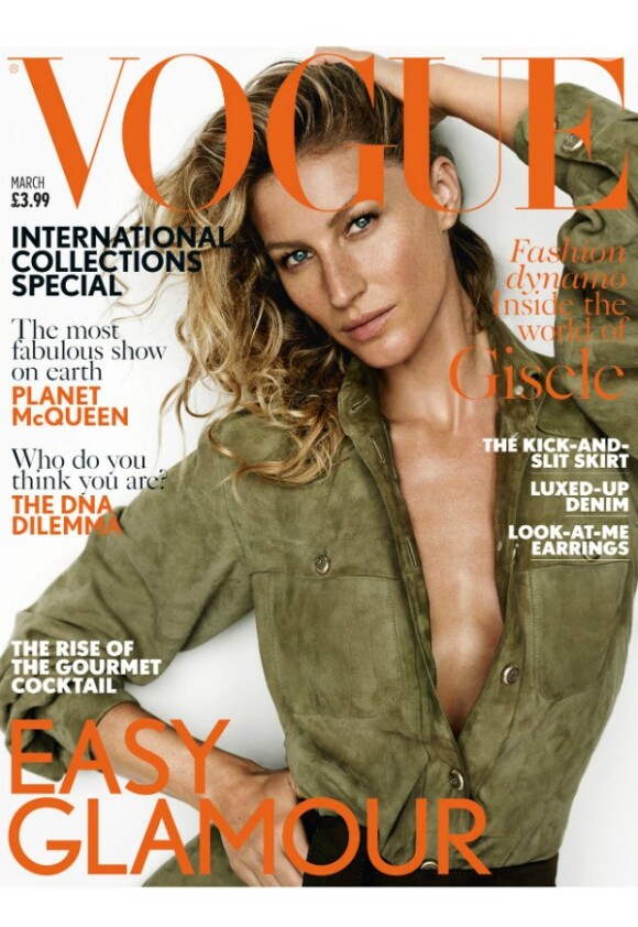 Gisele Bündchen é a capa da edição de março da revista 'Vogue' britânica