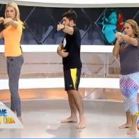 Ana Hickmann faz ginástica e aprende técnicas de boxe durante o 'Hoje em Dia'