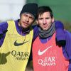 Neymar não ganhou folga no seu aniversário e treinou no Barcelona com Lionel Messi nesta quinta-feira (5 de fevereiro de 2015)