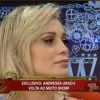Andressa Urach se emocionou em sua volta ao programa 'Muito Show', da RedeTV!
