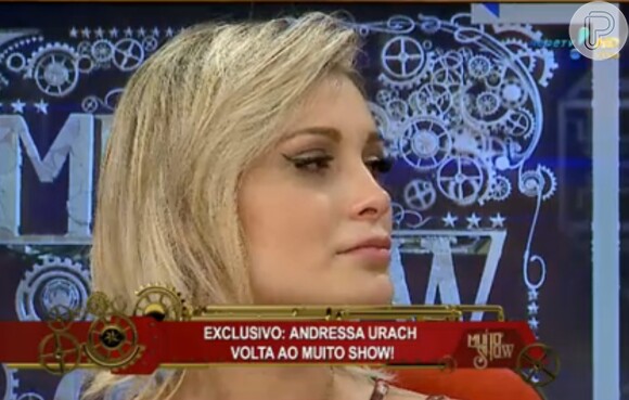 Andressa Urach se emocionou em sua volta ao programa 'Muito Show', da RedeTV!