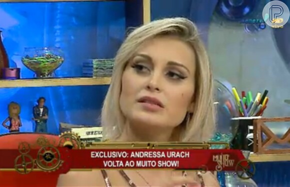 Andressa Urach retornou ao trabalho na TV nesta segunda-feira (9 de fevereiro de 2015)