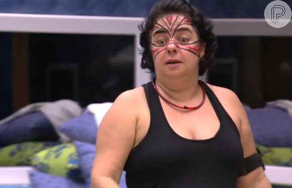 Mariza pintou o rosto para disputar o Paredão desta terça-feira, 17 de fevereiro de 2015, no 'Big Brother Brasil 15'