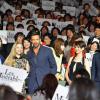O produtor Cameron Mackintosh, os atores Amanda Seyfried, Hugh Jackman, Anne Hathaway e o diretor do filme Tom Hooper se reúnem na pré-estreia do filme 'Os miseráveis' em Tóquio, em 28 de novembro de 2012