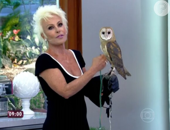 Ana Maria Braga apresentou ainda uma coruja e disse que o formato do rosto dela lembra um coração: 'Para combinar com o 'Mais Você''