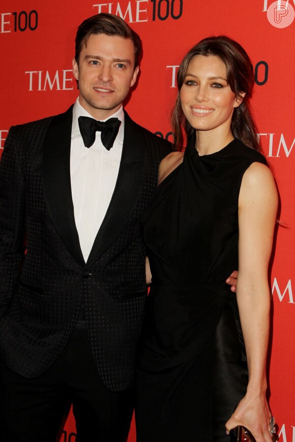 Justin Timberlake e Jessica Biel participaram da festa da revista 'Time', em Nova York, em 23 de abril de 2013