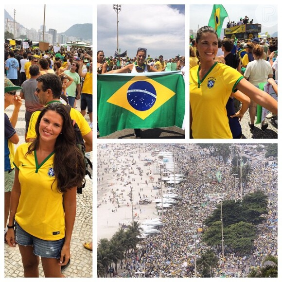 Daniella Sarahyba vestiu a camisa do Brasil e foi às ruas manifestar