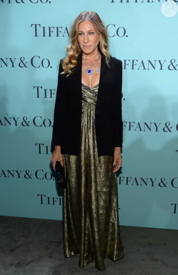 Elegante em evento da joalheria americana Tiffany & Co., onde usou colar da marca