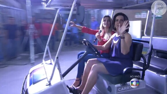 Fátima Bernardes dirigindo carro no 'Encontro' com Flávia Alessandra: Sou uma boa motorista'