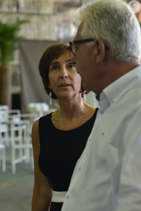 Viviane, irmã de Ayrton Senna, conversa com o presidente da Unidos da Tijuca, Fernando Horta, em 14 de maio de 2013