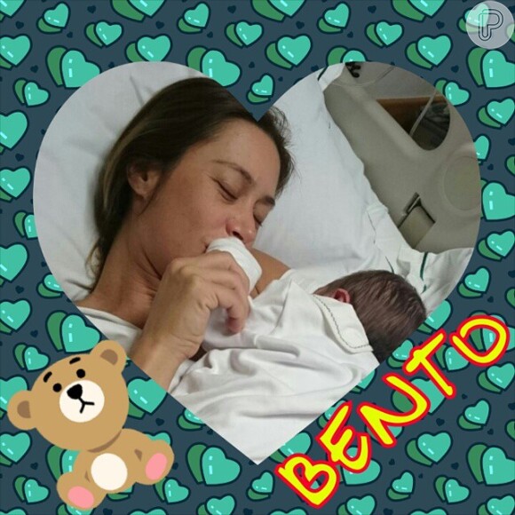 Dani Monteiro paparica o caçula recém-nascido, Bento