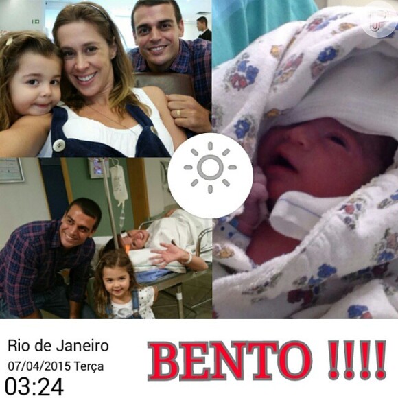 Dani Monteiro dá as boas-vindas ao caçula, Bento, que nasceu nesta terça-feira, 7 de abril de 2015