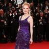Jessica Chastain apostou no roxo e usou um vestido assinado pela grife Valentino para ir ao Festival de Cannes
