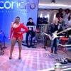 Gaby Amarantos exibe pernões ao escolher look ousado para cantar no 'Encontro com Fátima Bernardes'