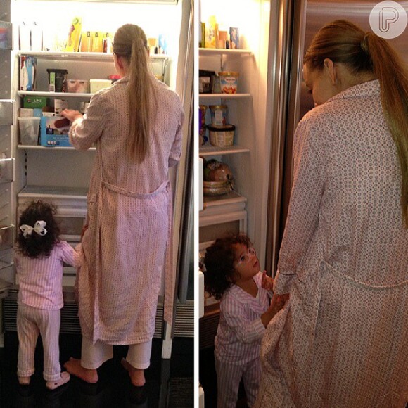 Mariah Carey publicou uma foto assaltando a geladeira com a filha, Monroe