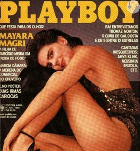 A beleza de Mayara Magri chamou a atenção da 'Playboy' que a convidou para ser capa da publicação quando ela fazia 'Roda de Fogo' (1986)