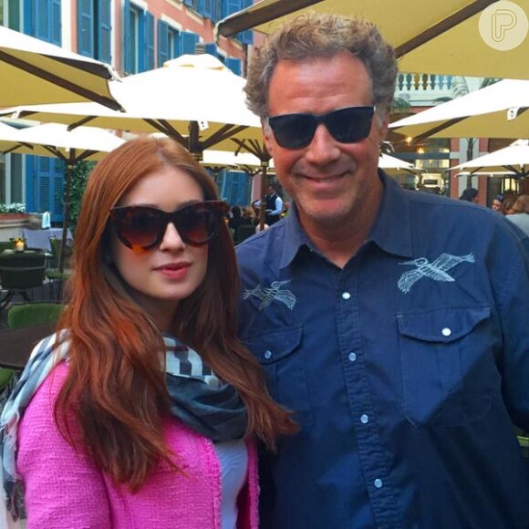 Marina Ruy Barbosa tietou o ator americano Will Ferrell durante sua viagem pela Itália, nesta quinta-feira, 21 de maio de 2015