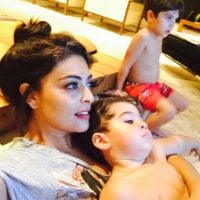 Juliana Paes posa em momento fofo com os filhos, Pedro e Antônio