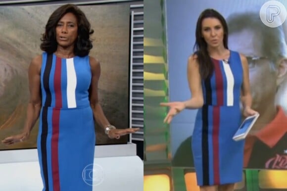 Glenda Kozlowski usou em 27 de setembro de 2015, no 'Esporte Espetacular', o mesmo vestido que Glória Maria apresentou o 'Globo Repórter' poucos dias antes, em 18 de setembro
