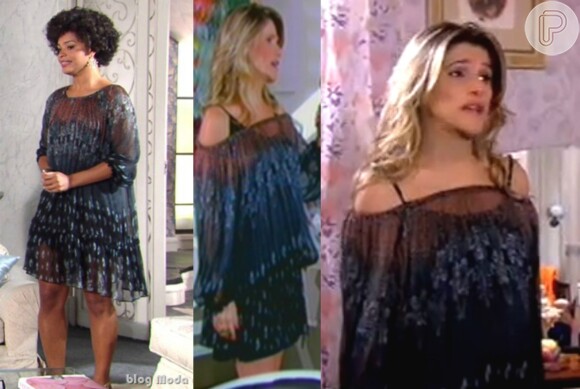 A Clotilde de 'Ti-ti-ti' aproveitou o vestido da grávida Simone (Ingrid Guimarães) de 'Caras & Bocas'