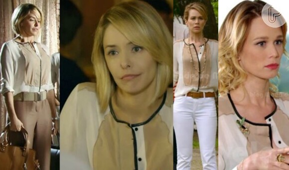 Silvia (Bianca Rinaldi), de 'Em Família', usou outa camisa que era de Juliana (Mariana Ximenes), de 'Guerra dos Sexos'