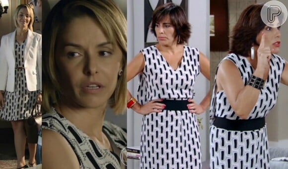 O vestido de Roberta Leone (Gloria Pires) na novela 'Guerra dos Sexos' foi usado também pela médica Silvia (Bianca Rinaldi) na novela 'Em Família'