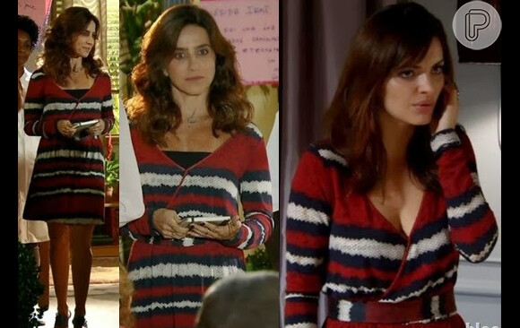 Telma (Monique Curi), da novela 'Em Família', e Charlene (Mayana Neiva) de 'Sangue Bom' usaram o mesmo vestido