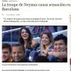 Além de destacar Bruna Marquezine, o jornal espanhol 'ABC' também falou da presença dos amigos do craque: 'A trupe de Neymar causa sensação em Barcelona'