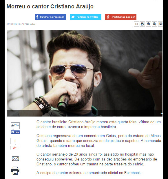 Foto: Alana Moraes, namorada de Cristiano Araújo, também morreu no acidente  de carro quando o cantor voltava de um show em Itumbiara, interior de Goiás  - Purepeople
