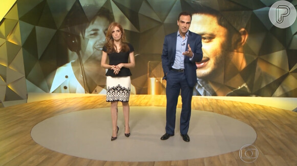 Poliana Abritta e Tadeu Schmidt apresentam homenagem ao cantor Cristiano Araújo no 'Fantástico' exibido neste domingo, 28 de junho de 2015