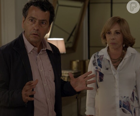 Aderbal (Marcos Palmeira) e Consuelo (Arlete Salles) não se conformam com a relação de Laís (Luisa Arraes) e Rafael (Chay Suede), na novela 'Babilônia'