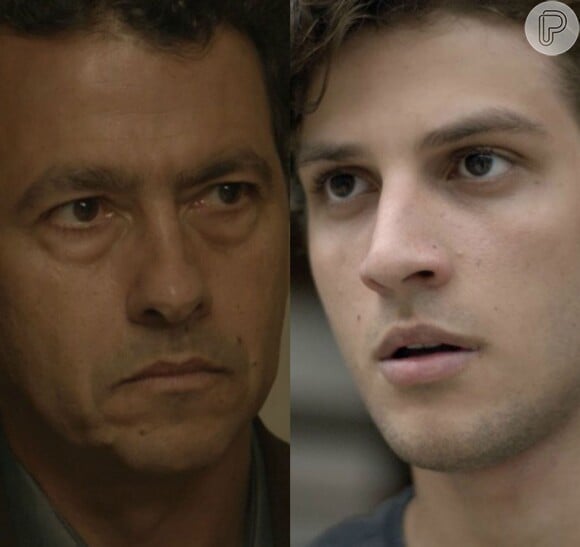 Aderbal (Marcos Palmeira) denuncia Rafael (Chay Suede) na polícia pela tentativa de assassinato de Laís (Luisa Arraes), na novela 'Babilônia'