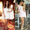 Giovanna Lancellotti repetiu na coletiva de 'A Regra do Jogo' o vestido capa que Giovanna Ewbank usou em chá da tarde com Miranda Kerr