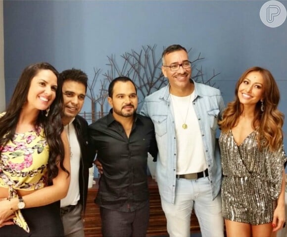 Cahê Rodrigues esteve com Zezé Di Camargo e Luciano nos partidores do 'Programa Xuxa Meneghel' esta semana