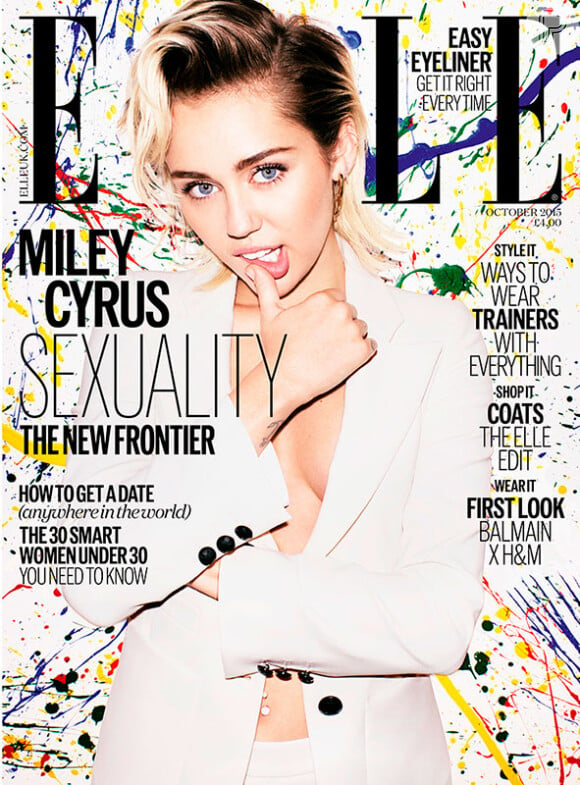 Miley Cyrus posou para a capa da revista 'Elle' britânica, de outubro de 2015