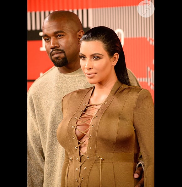 Kanye West e Kim Kardashian no VMA 2015, em Los Angeles