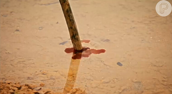 Arão toca seu cajado na superfície do Rio Nilo e, aos poucos, a água se transforma em sangue